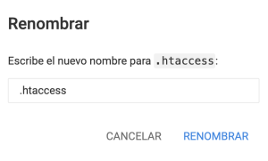 Cuadro de Renombrar de hPanel