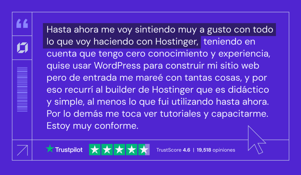 Testimonio de Hostinger en Trustpilot