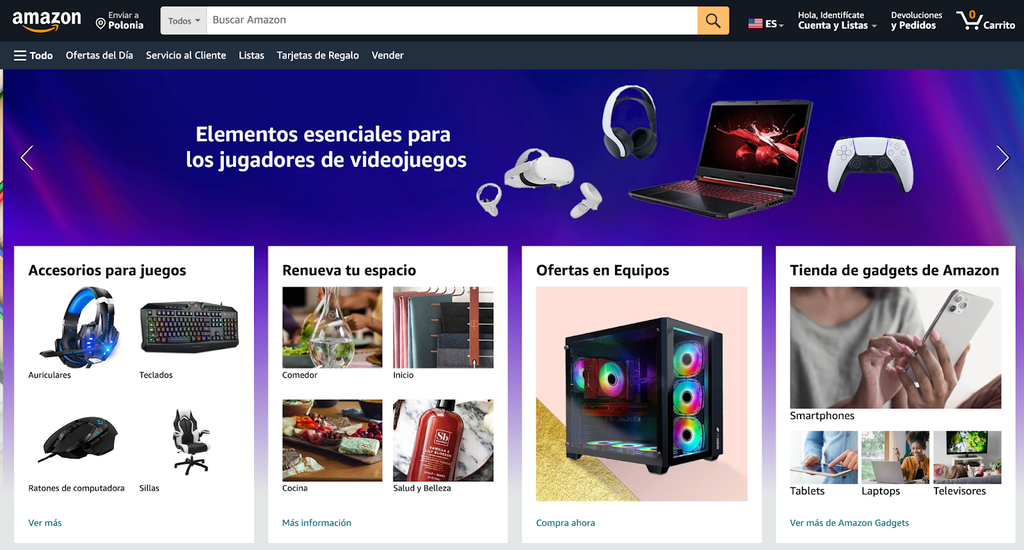 Sitio web de Amazon