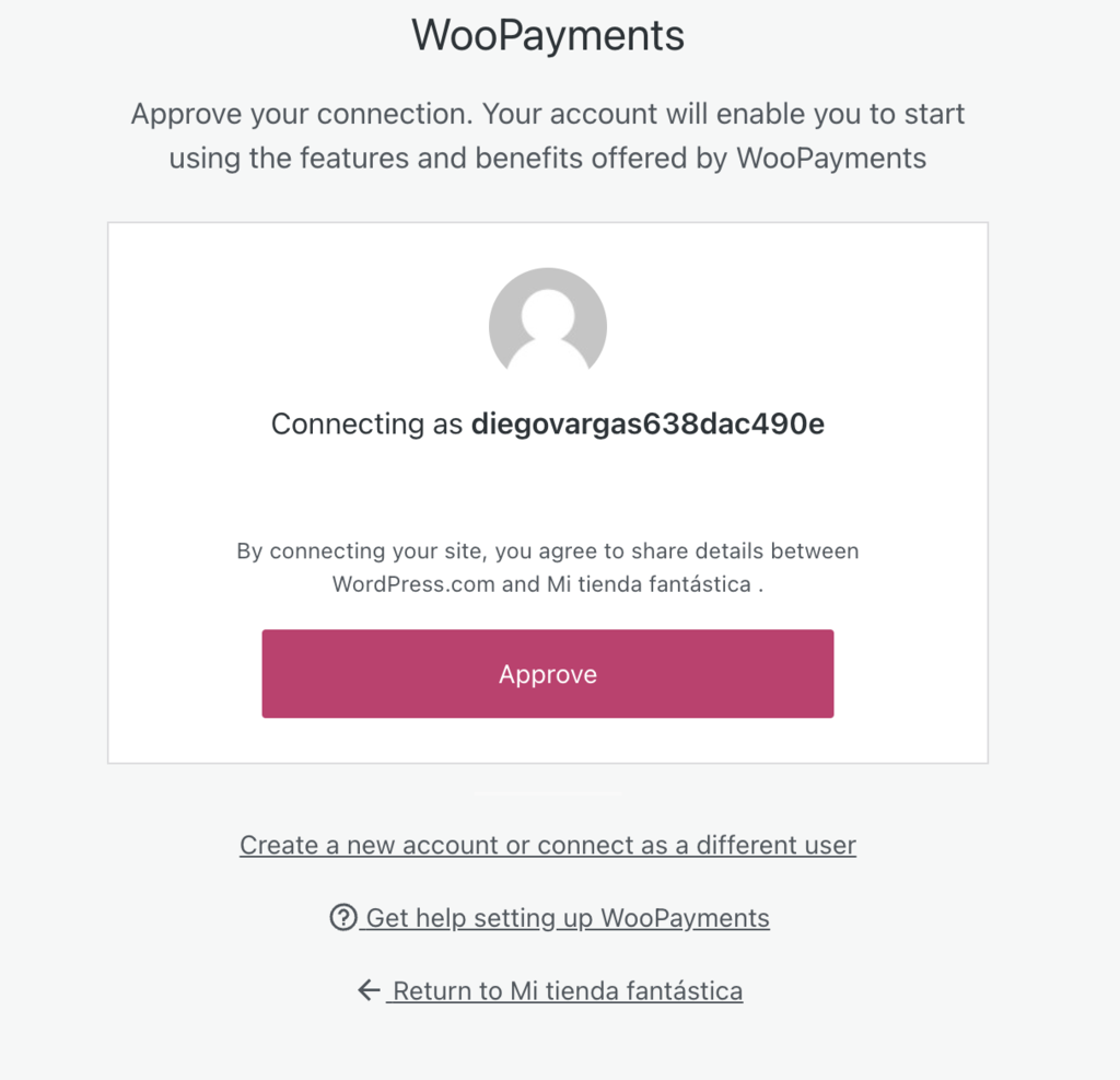 Paso de añadir correo a WooPayments