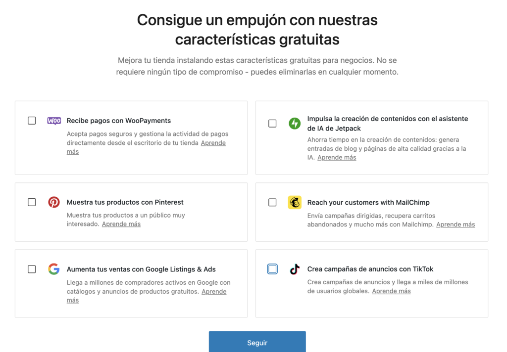 funciones gratuitas de WooCommerce