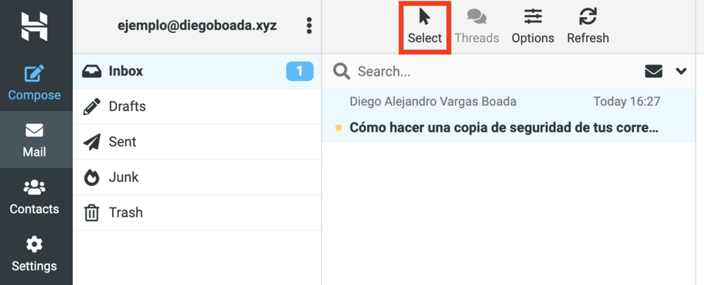 Buzón del correo de Hostinger