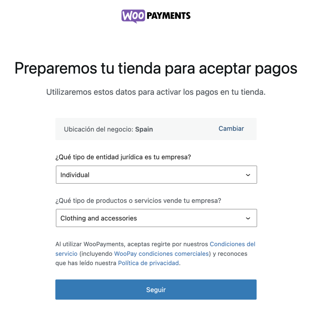 Sección de datos de WooPayments