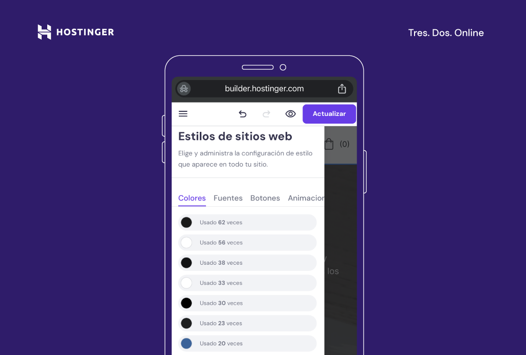 Estilos de sitios web del Creador de Hostinger