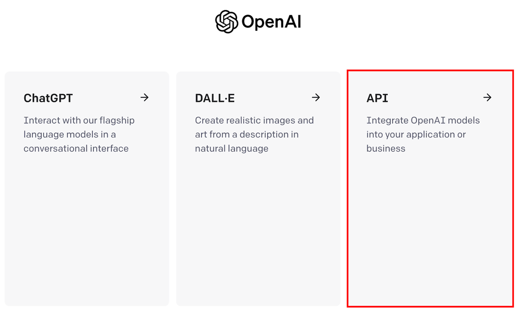 Sección de API de OpenAI