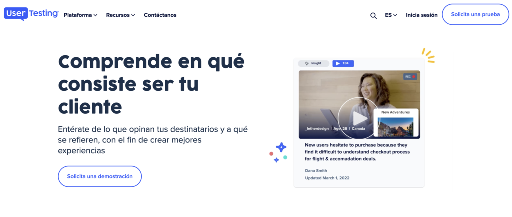 Sitio web de UserTesting 