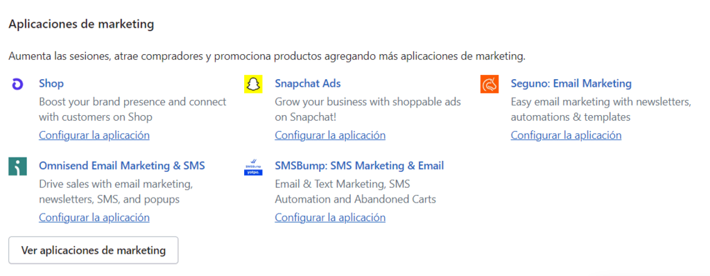 Aplicaciones de marketing de Shopify