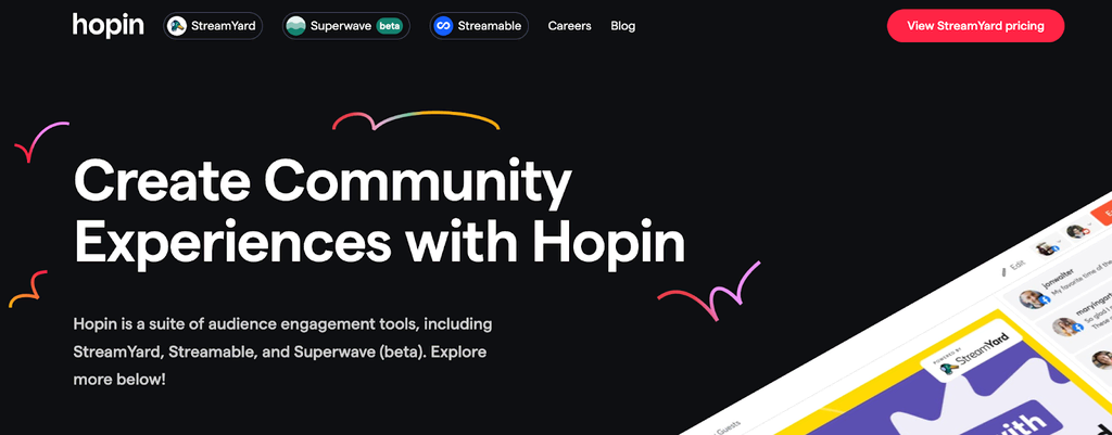 Sitio web de Hopin