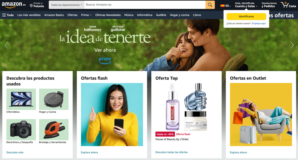 Sitio web de Amazon