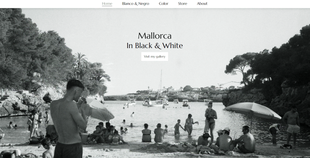Versión blanco y negro de Mallorca en la página de inicio de Argenticae