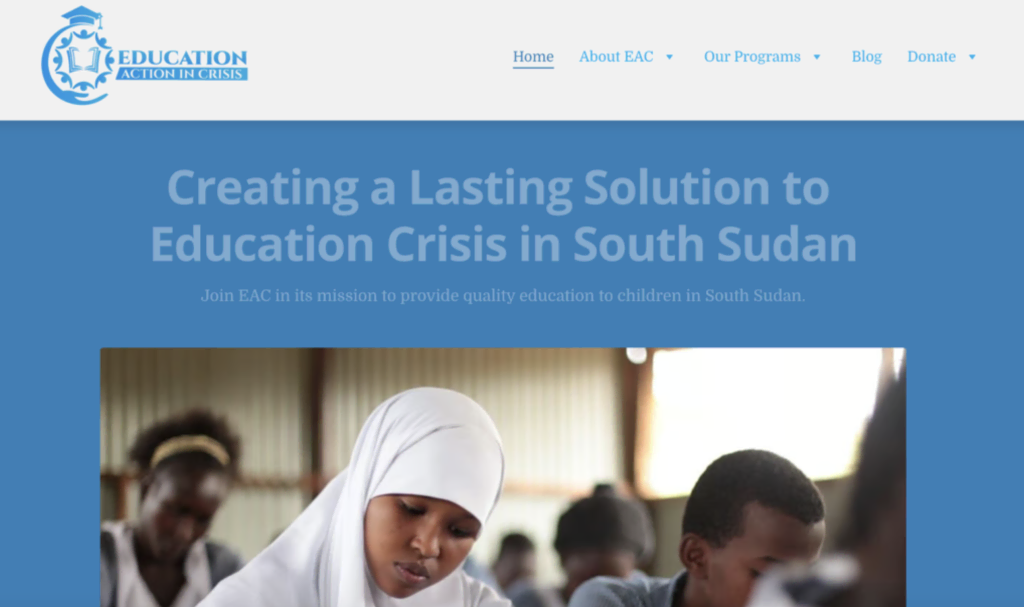 Sitio web de Education Action in Crisis