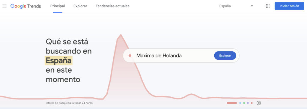 Sitio web de Google Trends