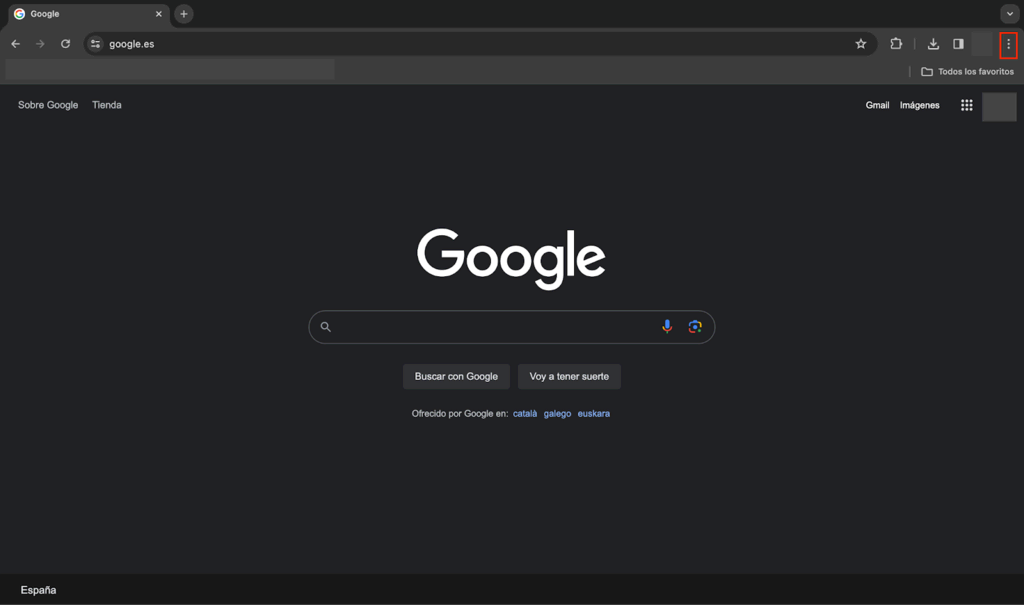 Tres puntos del navegador Google Chrome