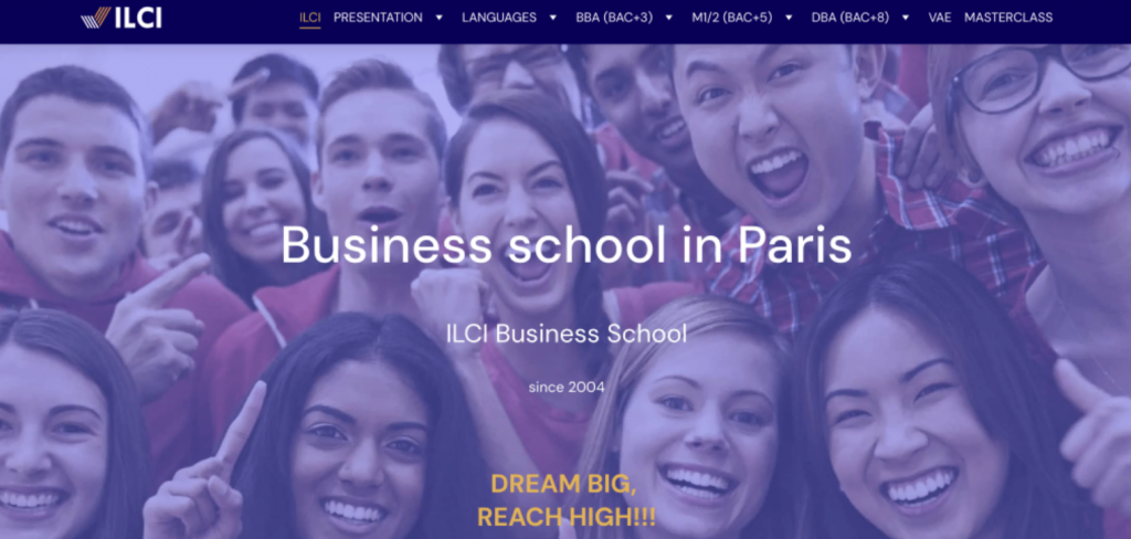 Sitio web de ILCI Business School Paris