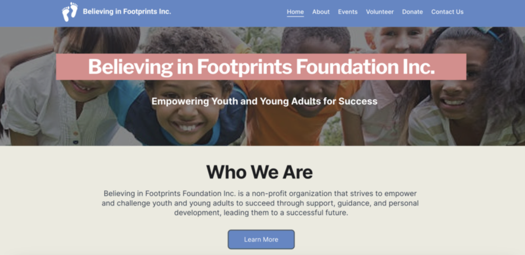 Sitio web de Believing in Footprints