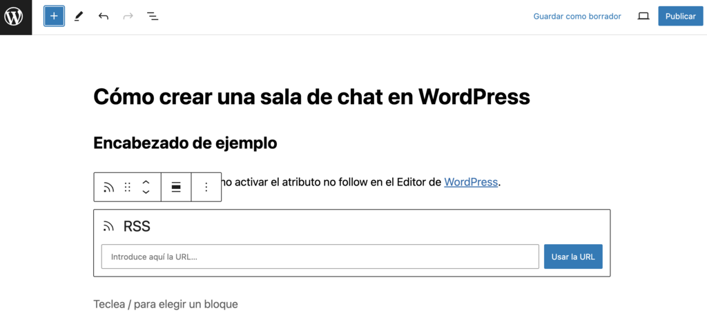 Bloque de RSS en WordPress