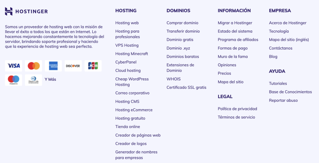 Enlaces internos de Hostinger 