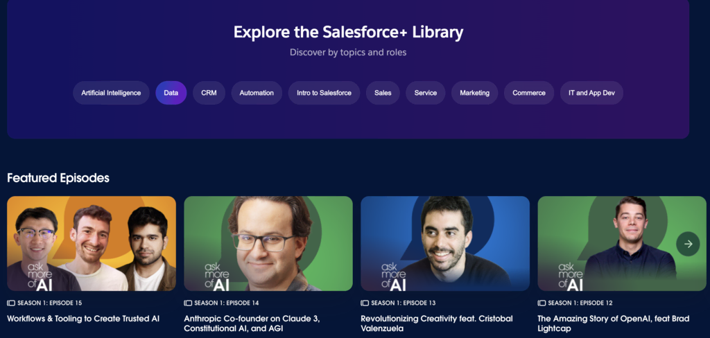 Sitio web de Salesforce+