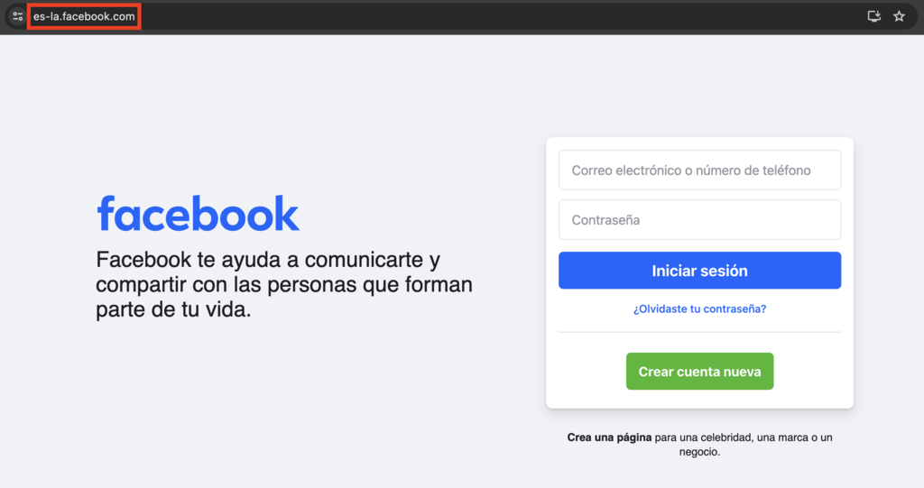 Sitio web de Facebook