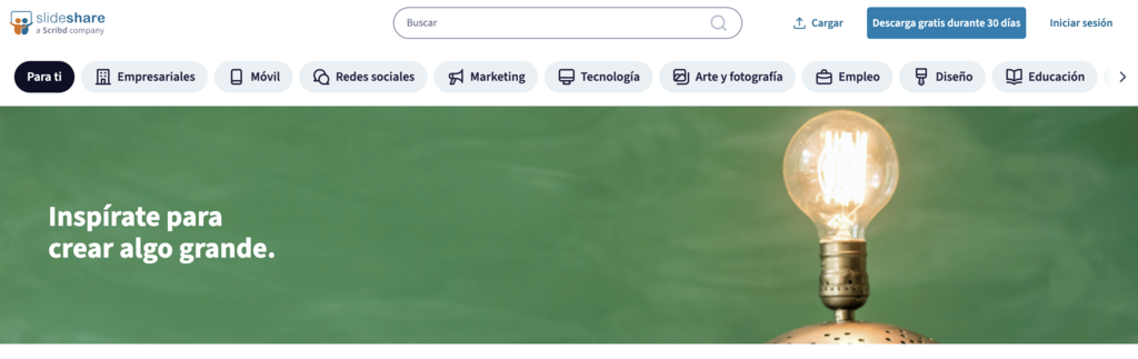 Sitio web de Slideshare