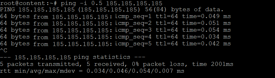 Ejemplo de uso del comando ping de Linux con -i