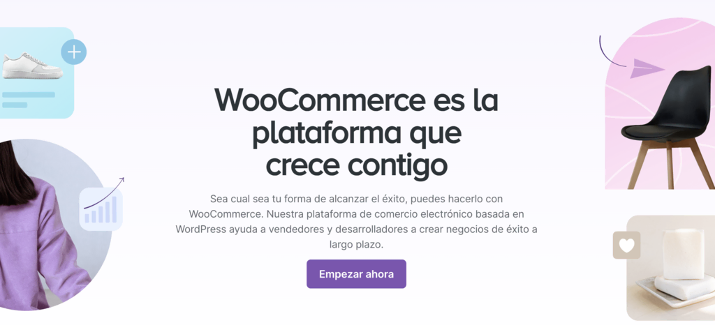 Plataformas de venta online: La página de inicio de WooCommerce.