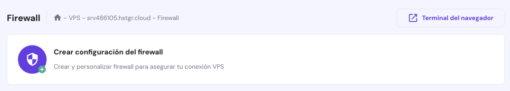Sección de Firewall de hPanel