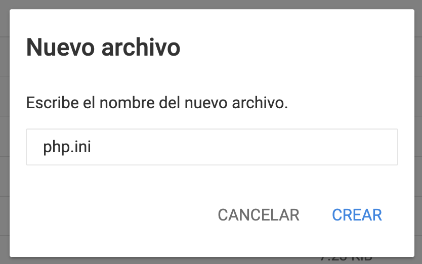 Nuevo archivo en el Administrador de archivos de hPanel