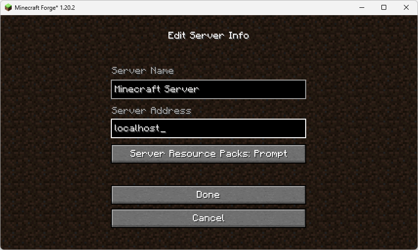 Nombre y dirección del servidor en minecraft