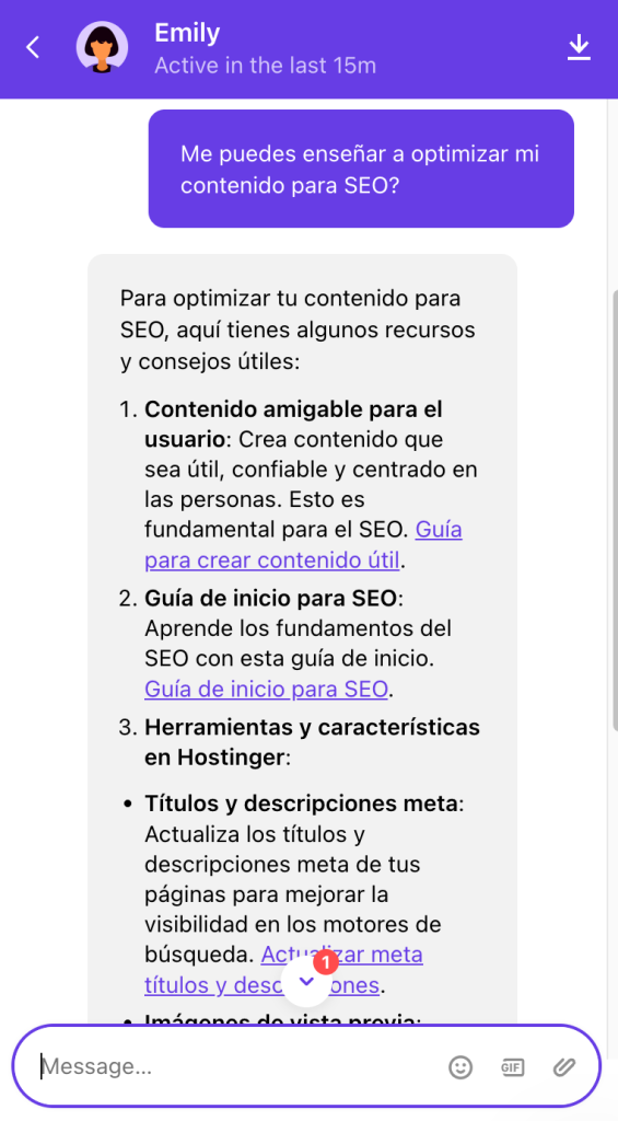 Asistente con IA de Hostinger