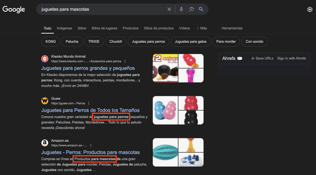 Ejemplo de búsqueda en Google