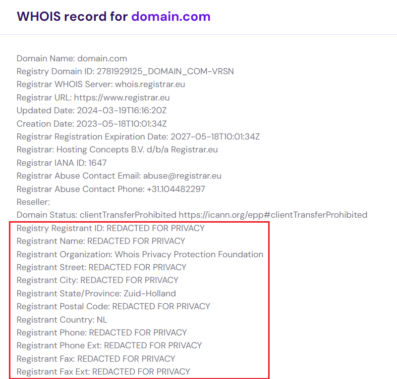 Ejemplo de uso de Whois