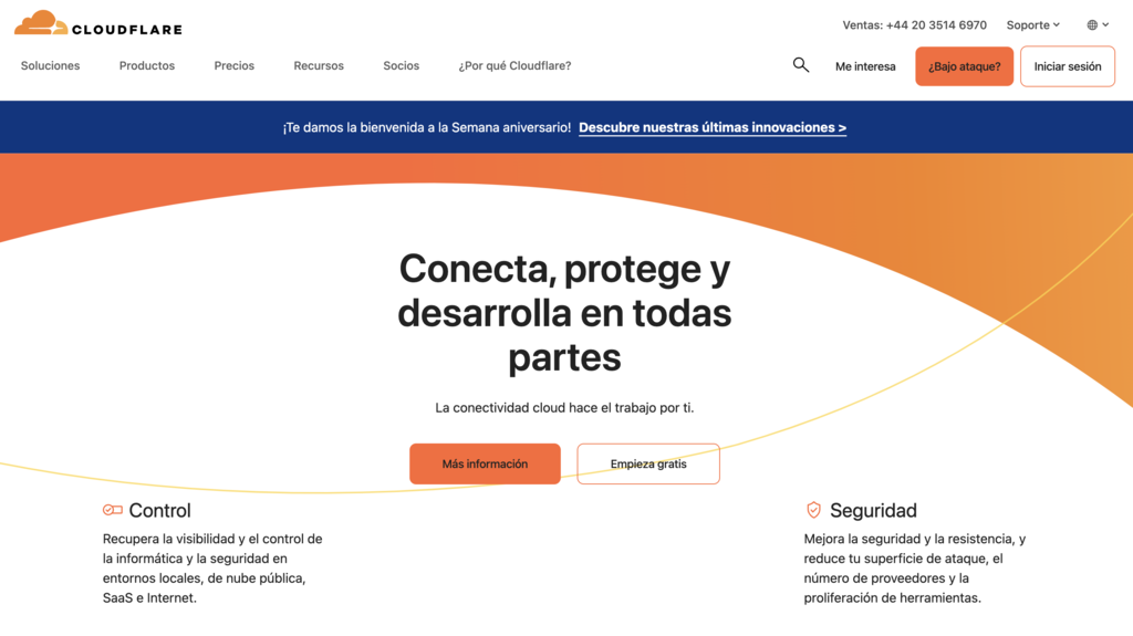 Sitio web de Cloudflare