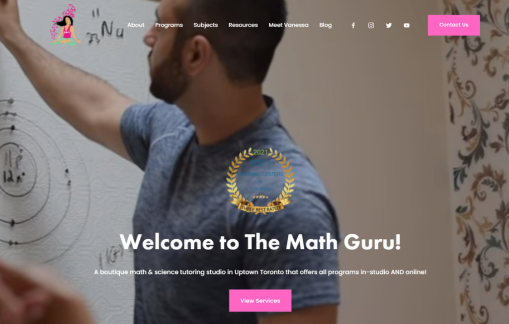 Página de inicio de The Math Guru