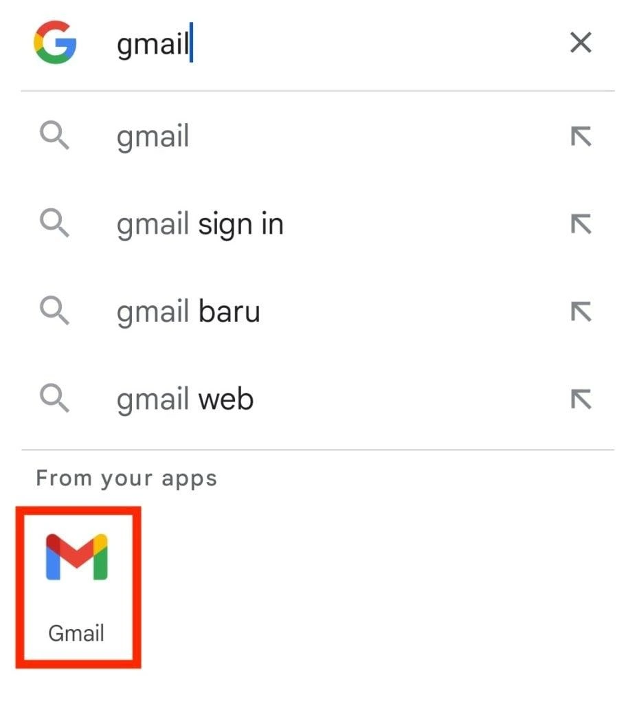 Aplicación de Gmail en Android