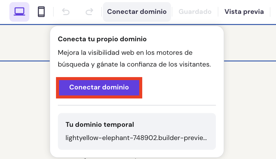 Conectar dominio en el Creador de páginas web de Hostinger