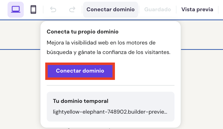 Conectar dominio en el Creador de páginas web de Hostinger