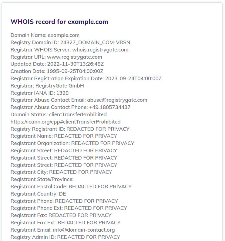 Ejemplo de uso de herramienta WHOIS