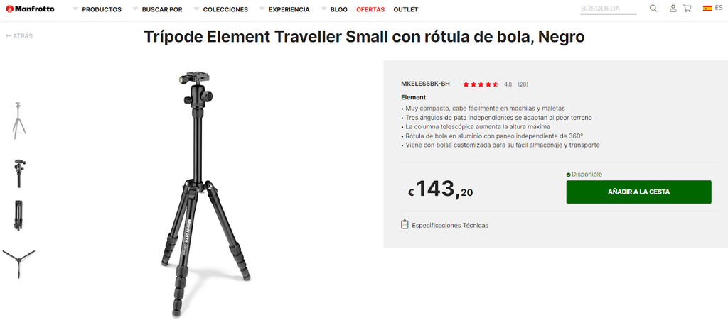 Tripode Element Traveller de Manfrotto