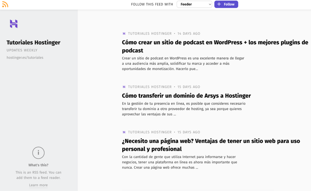 Extensión RSS Feed Reader