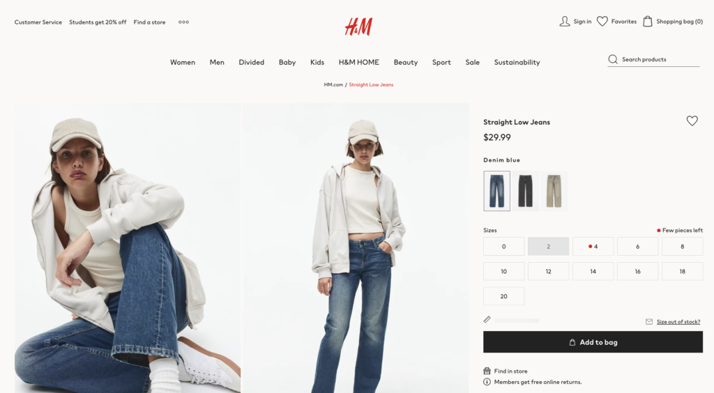 Sitio web de H&M