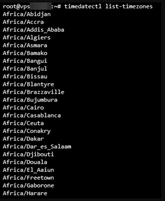 Lista de zonas horarias para Ubuntu en África