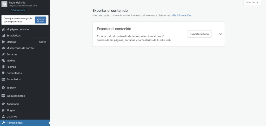 Migrar contenido de WordPress.com