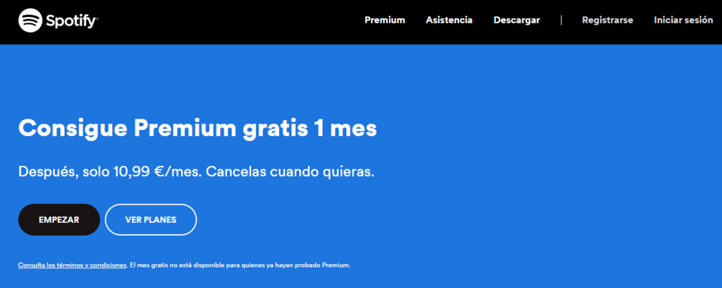 Sitio web de Spotify