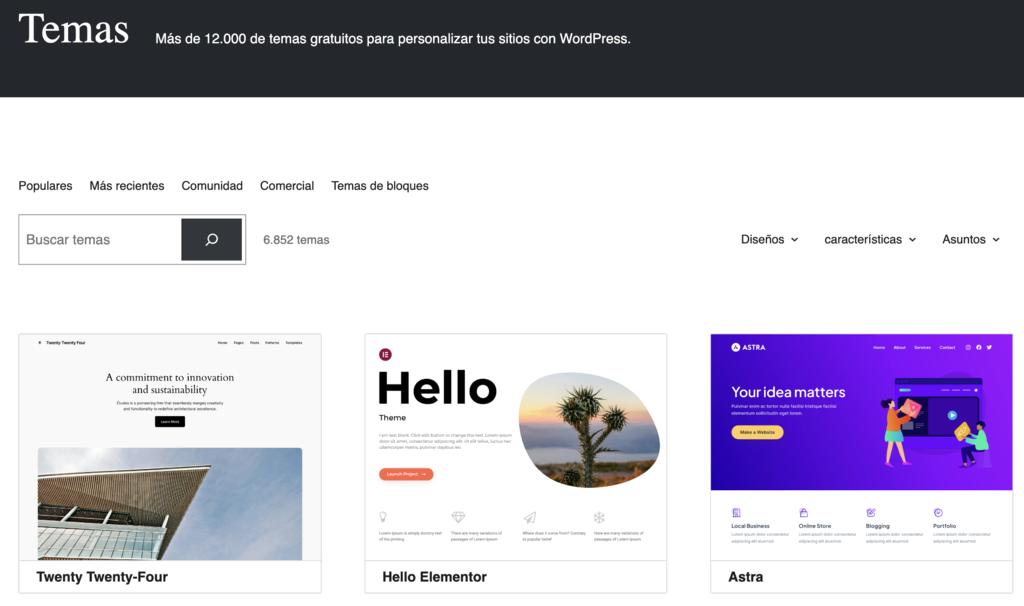 Temas de WordPress.org
