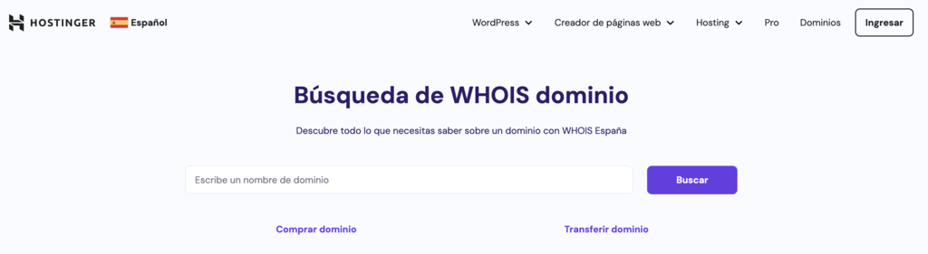 Herramienta WHOIS de Hostinger