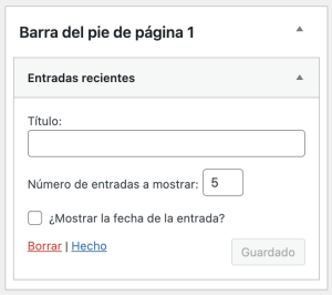 Widget entradas recientes de WordPress