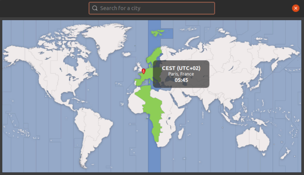 Mapa interactivo de zonas horarias en Ubuntu