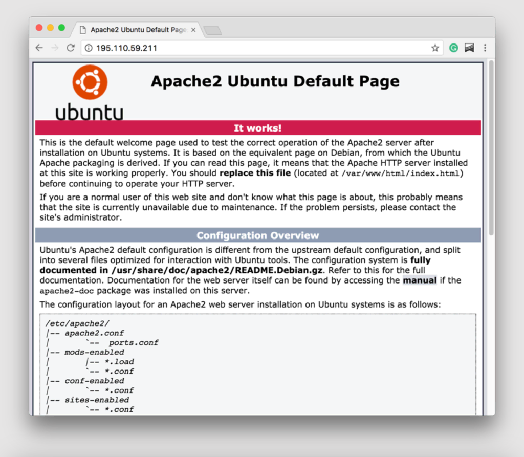 Página por defecto de Apache2