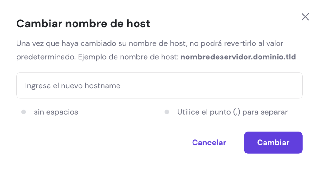 Cambiar hostname en hPanel